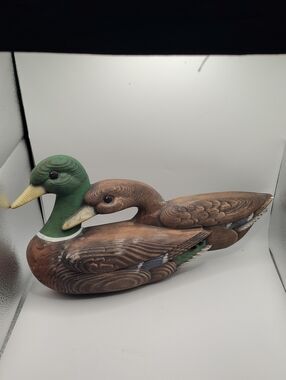 Vintage Syroco Style Heavy Plaster Mallard Ducks Wall Art Hanging